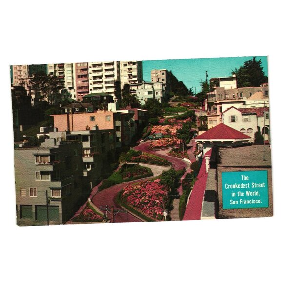 Vintage Postcard Lombard Street Crookedest Street San Francisco Gray Line Print - Picture 1 of 2